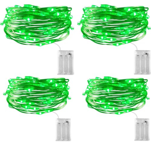 KX-ENERGIE 4 Stück LED Lichterkette Batterie Betrieb, 10m 100 Grün Micro LEDs,IP65 Wasserdicht Kupferdraht Lichter für Innen & Außen, Weihnachtsdeko, Party, Hochzeit, Schlafzimme