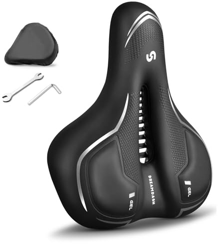 DREAMDASH Bike Seat, Waterproof Bike PU Seat Cushion for Men Women | 9.84*8.27inches 25*21cm Shock-absorbing Silicone Gel Memory Foam, Comfortable Trekking Bike Bicycle Seat, City Bicycle Saddle