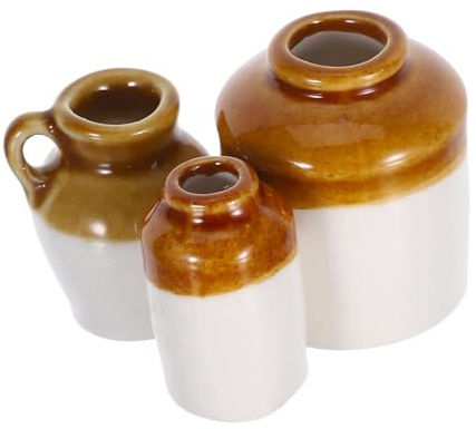 NOLITOY 3pcs Miniature Ceramic Flower Pots Vintage Style Tiny Planters for Dollhouse Desk Decor Mini Bonsai Plant Containers Home Office Accents