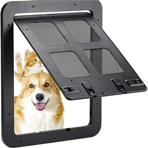 Hundetür Abschließbare magnetische Haustiertür for Hunde und Katzen | Fliegengitter for Fenster im Freien, ermöglicht freien Zugang(Square,24cm W X 29cm H)