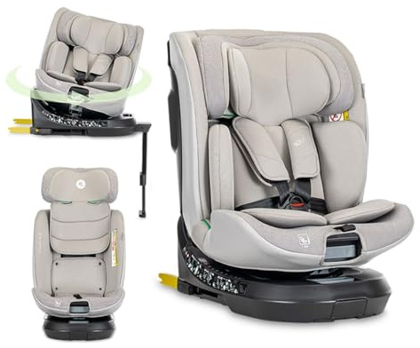 Lorelli Kindersitz drehbar 360 Grad i-Size 40-150cm mit Isofix, Mitwachsender Baby Autositz Solaris, Gruppe 0+/1/2/3, 0-12 Jahre, 0-36 kg, Auto Babysitz ab Geburt, 5-Punkt-Gurt, Grau