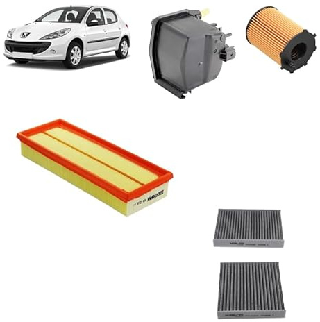 Kit tagliando 4 filtri compatibile con Peugeot 207 sw 1.6 HDI Gasolio 2007-2013