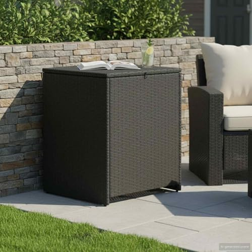 GeenYuu Steel Cushion Box 55 x 55 x 69 cm Weatherproof with Lid and Adjustable Feet, Outdoor Storage for Garden, Patio, Balcony, Waterproof Box for Cushions, Upholstery