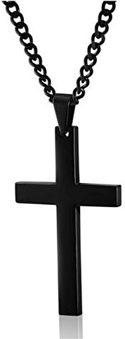Gkmamrg Kreuz Anhänger Edelstahl Kreuzanhänger mit 55cm Halskette für Herren Damen Frauen,Silber schwarz Gold (Silber) (Silber) (schwarz 5cm*3cm)