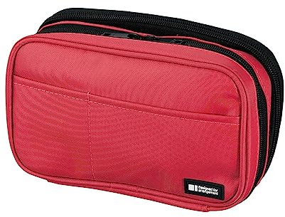 LIHITLAB Large Capacity Double Zipper Pencil Case For School Office College, Big Capacity 6 Compartments Pencil Bag Holder Adults Teen Boys Girls, Travel Cosmetics Storage, Coral (A7555-103)