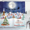 ABAKUHAUS Weihnachten Duschvorhang, Winter-Himmel-Mond-Stern, Stoffliches Gewebe Badezimmerdekorationsset mit Haken, 175 x 240 cm, Weiß
