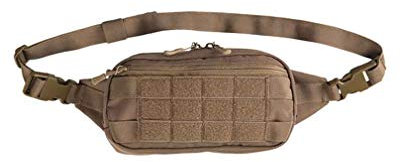 Mil‑Tec Gürteltasche MOLLE • Bauchtasche Herren • Kompakte Brusttasche mit Molle‑Schlaufen, Klettfläche und 3 Reißverschlussfächern • Verstellbare Hüfttasche oder Umhängetasche in Dark Coyote