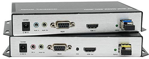ORIVISION 4K*2K HDMI KVM Glasfaser-Extender 10KM mit RS232/USB/Audio/MIC/EDID über Singlemode 1core LC Glasfaser für Sicherheit