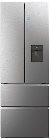 Haier French Door Kühl-Gefrierkombination 70 cm Breite I 477 L French Door Kühlschrank mit Wasserspender, LED I Doppeltür Kühlschrank mit Gefrierfach, No Frost I FD 70 SERIE 7 HFR7720DWMP