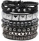 Eigso 3 pezzi Punk in pelle rivettata Bracciale Biker Bracciale unisex con borchie in metallo con bottone a pressione