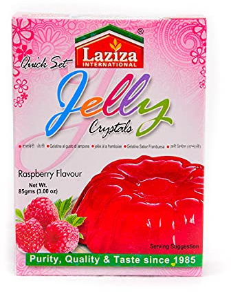 Laziza Gelatin Free Halal Jelly Crystals | Dessert Vegetarian Jellies | 85g (Raspberry)