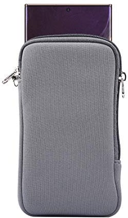 ebuymore Neopren-Handytasche mit Reißverschluss für Samsung Galaxy S25 Ultra S24 Ultra S24 FE S23 Ultra A15 A25 A55 A33 5G A54 A16 A34 A05 A14 A03s A04 A23 iPhone 16 Pro Max (Grau)