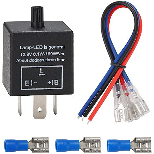 Greluma 1 Stk LED Blinkrelais, 12V 3-PIN Einstellbarer LED-Blinkrelais für Kraftfahrzeug Motorrad