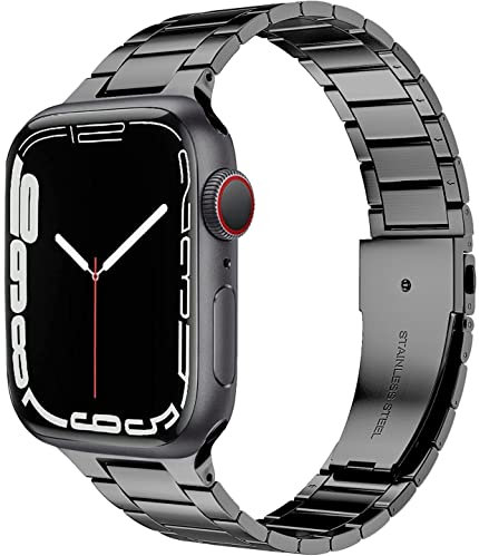 Miimall Correa Compatible con Apple Watch Series 8/7/6/5/4/3/2/1/SE/SE2, Banda de Acero Inoxidable, Pulsera de Reemplazable, Ajustable Correa de Metal para Apple Watch 38mm 40mm 41mm-Gris