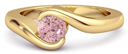 Multi Choisissez votre Gemme Océan Vague Bague femme en argent sterling 925 0,10 ct plaqué or jaune (53, topaze rose)