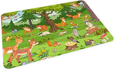 stabiles Vinyl Tischset Waldtiere Kinder Platzset Platzdeckchen - BPA frei - abwaschbar reißfest farbecht - Kita Kindergarten Wimmelbild