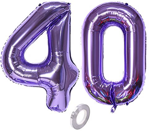Palloncini numero 40 palloncini viola palloncini 40 compleanno ragazze Decorazione palloncino foil 40 numero viola XXXL 40 pallone gonfiabile 40 anni compleanno ragazze Decorazione