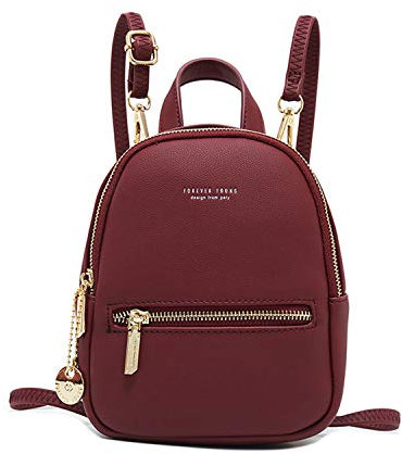 FANDARE Rucksäcke Damen Umhängetasche Klein Schulrucksack Elegant Handtasche Casual Daypacks Mädchen Reise Wandern Schulranzen Wasserdicht PU Leder rot