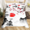 Ukiyoe Japonaise avec Housse de Couette et Lin Fleurs de Cerisier Rouge Soleil pour Enfants,Gar?ons et Filles,Style Japonais Exotique Lit Simple