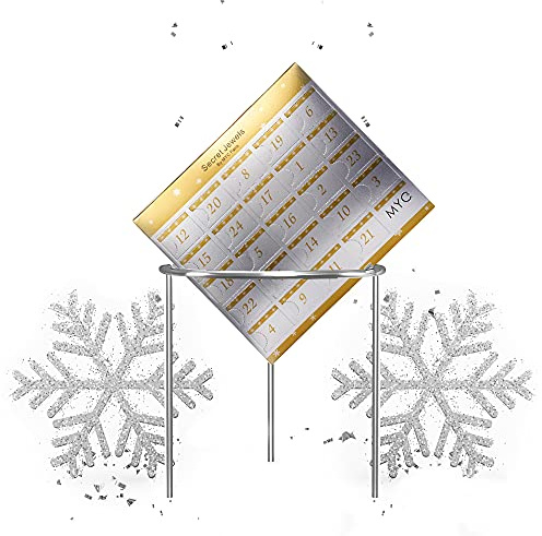MYC-Paris – Adventskalender 24 Überraschungen – rosegold oder silber oder beide – Ohrringe + Armbänder + Ring + Anhänger + Halskette – Weihnachten, Kristall,