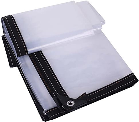 RGRE Lona Impermeable Transparente con Ojales 4x9m, Lona De Plástico Transparente Resistente a La Lluvia Plegable, Cubierta Protectora para Muebles De Jardín, Piscina