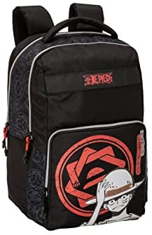 COMIX ANIME, Zaino One Piece, Scuola Porta Pc Unisex per Bambini e Ragazzi con Spallacci Regolabili, Due Scomparti per Tablet e Notebook con Chiusura ZIP, Retro e Fondo Termoformati