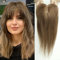 HAIRCUBE Haartopper echtes Menschenhaar für Frauen goldbraune Haartopper mit Pony 120% Dichte Seide Basisclip in Topper 14 Zoll 40 Gramm