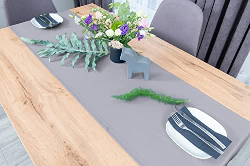 NIBLO Tischdecke Tischläufer Tischtuch Tischwäsche Tischdekoration Tafeltuch (Grau, Tischläufer - 40 x 120 cm)