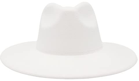 Faringoto Fedora-Hut für Damen, Winter, luxuriös, für Damen, weiß, Einheitsgröße