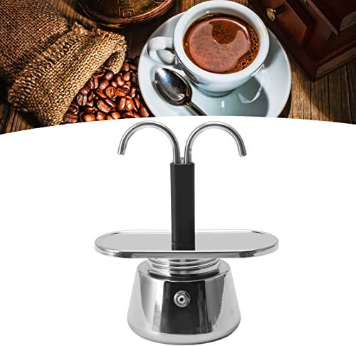 Uadme Moka Express Caffettiera, 2 Tazze 100 ML Acciaio Inox Moka Caffettiera, Doppia Testa in Moka Macchina da caffè, Italiano Fai da Te Condotto Macchina per Il caffè