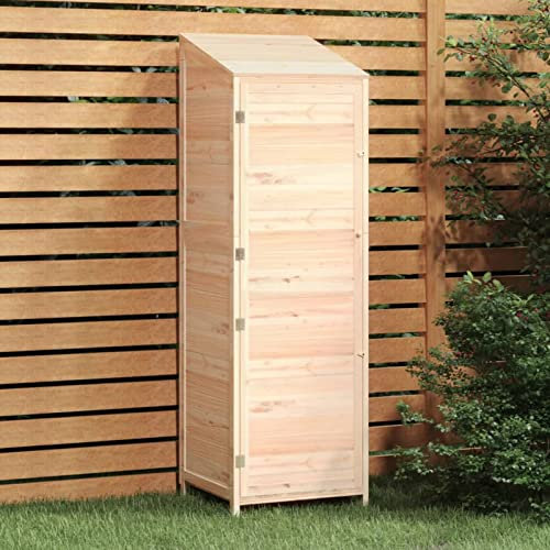 ZEYUAN Garden Shed 55x52x174.5 cm Solid Wood Fir,Garden Shed, Metal Shed Tool Storage House with Floor Foundation and Lockable Double Doors