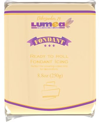 Dekozauber24 Premium Fondant, 250g, 19 Farben, Rollfondant ausgerollt, weich und biegsam, Torte Kuchen Tortendeko (Elfenbein)