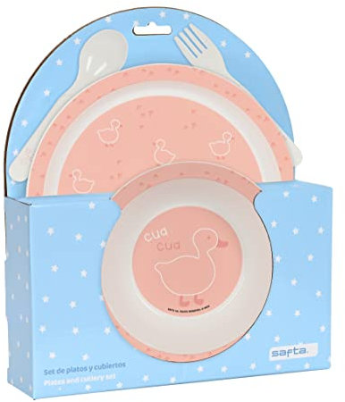Safta Safta-M933 Set, Pack, Plato, Cubierto, Bebé, Iniciación, Comida, Cómodo y Versátil, 22.5x5.5x26, Color Rosa Palo, Estándar (M933)