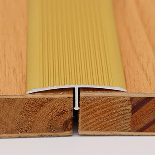 Dawafit Threshold Strip Durable Seams Transition Strips with Fluted, Gold Front Porch to Door T- Scarpet Edging Trim Strip, for Wood/Tile/Hardwood Floor