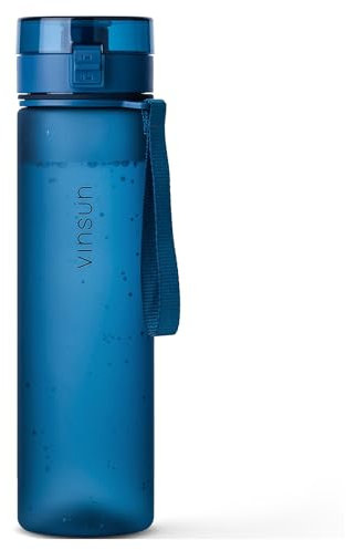 VINSUN Bouteille d'eau 1L Bleu Foncé - sans BPA, Anti-Fuite, Facile à Ouvrir à une main - Gourde Sport légère pour Velo, Randonnee, Voyage, Fitness, Camping