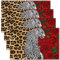 Rote Rose Tischsets 45Wx30L Satz 4,Leopard Print Platzmatten,Afrika Safari Geparden Tischmatten für Esstisch,Valentinstag Romantische Blüten Mahlzeit Matten für Frauen Paar Liebhaber Wipeable