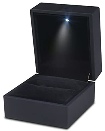 Tyenaza Ringschachtel, Ring Box Ringschachtel mit LED-Licht Schwarze Ringetui Samt Schmuck Geschenkbox für Verlobung, Heiratsantrag, Hochzeit (Schwarz)