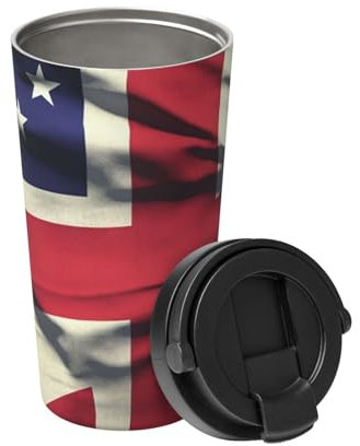 LZQPOEAS Isolierter Kaffeebecher mit Deckel, 590 ml, Becher mit USA-Flagge, vakuumisolierter Becher, Edelstahl, Reisebecher, doppelwandig, Thermobecher, wiederverwendbar, Kaffeetasse für Büro, heiße