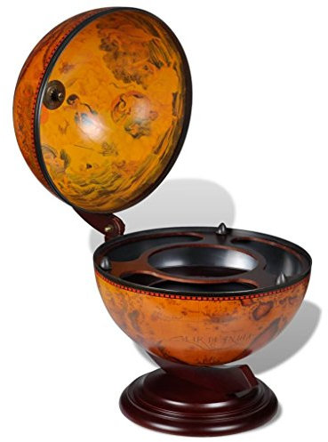 ShCuShan Tisch-Minibar Globus Weinständer aus Eukalyptusholz, Flaschenregal für Weinflaschen und Gläser, Getränkehalter, Weinregal für Küche, Bar, Esszimmer