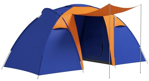 Outsunny Camping Tent with 2 Bedroom, Living Area and Awning for 4-6 Person