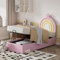 Azkoeesy Letto imbottito con contenitore, 90 x 200 cm, letto singolo per bambini e bambine, testiera con corona, rivestimento in PU, rosa