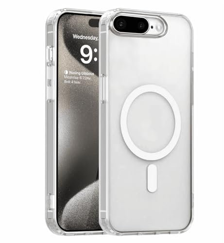 S.Dawezo Hülle für iPhone 7 Plus/ 8 Plus, Kompatibel mit Magsafe, Militärnorm Schutzhülle, Silikon Anti Gelbfärbung Case, Original Magnetisch Handyhülle für iPhone 7 Plus/ 8 Plus, Transparent