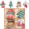 Belle Vous Wooden Christmas Tree Hanging Decoration Set (24 Pack) - White, Red and Green Xmas-Themed Wood Ornaments - Trees, Gifts, Bells and Canes