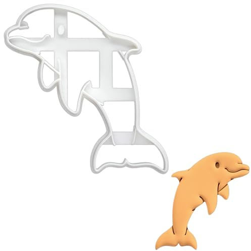 BAKERLOGY Springender Delphin Ausstechform - Detailliertes Keksausstecher-Design zum Backen und Basteln, ideal für Fondant, Teig, Ton