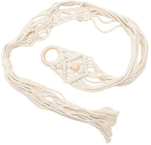 BESTonZON Support Mural pour Suspendre Divers Instruments pour Guitare et Ukulélé en Macramé Coton Beige Pratique pour Intérieur et Couloir