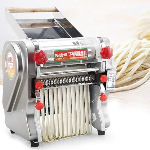 Qiang 550W/750W Automatico Macchina per Pasta Acciaio Inossidabile Catering Sfogliatrice Elettrica Macchina per Fare Pasta Fresca con 2 Lame,0.3-20MM Gradi di Spessore Regolabili,FKM-240