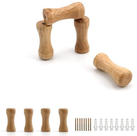 0XBIT Kleiderhaken Holz, 8 Stück Wandhaken Holz, Moderner Dekorativer Handgefertigter Garderobenhaken Eiche, Garderobenhaken Holz für Wohnzimmer, Schlafzimmer, Küche, Büro