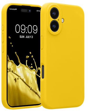 kwmobile Case Compatible with Apple iPhone 16 Case - Slim TPU Silicone Phone Cover - Soft Touch Finish - Radiant Yellow