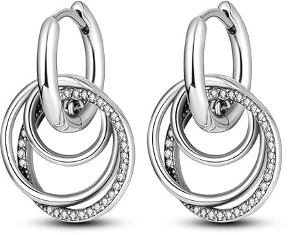 CYCUFF 925 Sterling Silber Hoop Ohrringe Bunte Cubic Zirkonia Schmuck Ohrringe für Frauen Set Ohrring Geschenke für Sie (Ewige Liebe Ohrringe)