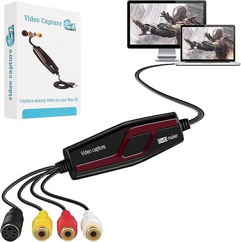 Carte d'acquisition vidéo USB 2.0, RCA vers USB, convertisseur vidéo numérique pour enregistrer des fichiers numériques pour votre Mac OS X Windows 7 8 10 PC, One Touch VCR TV vers DVD